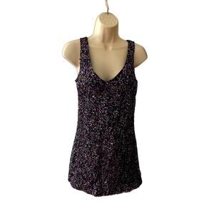 XTRAORDINARY, SIZE S, BLACK WITH PURPLE SEQUENCE TUNIC